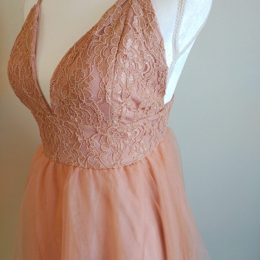 🆕Mauve/Blush Lace Tulle Dress - Picture 5 of 8